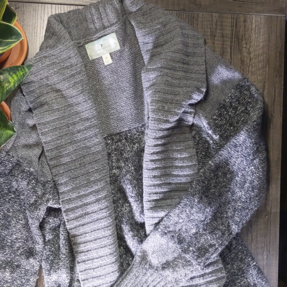 Gray Open Front Sweater